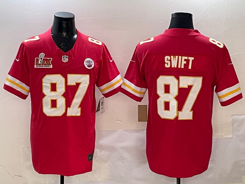 Men Kansas City Chiefs #87 Swift Red Three generations 2025 Nike Vapor Limited NFL Jersey style 6